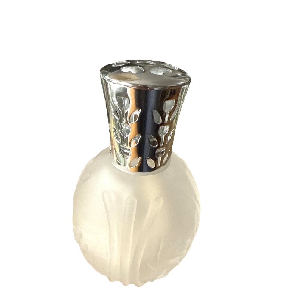 Eden Lampe Aromatique Oil Diffuser Burner Opaque White Glass Silver Top France